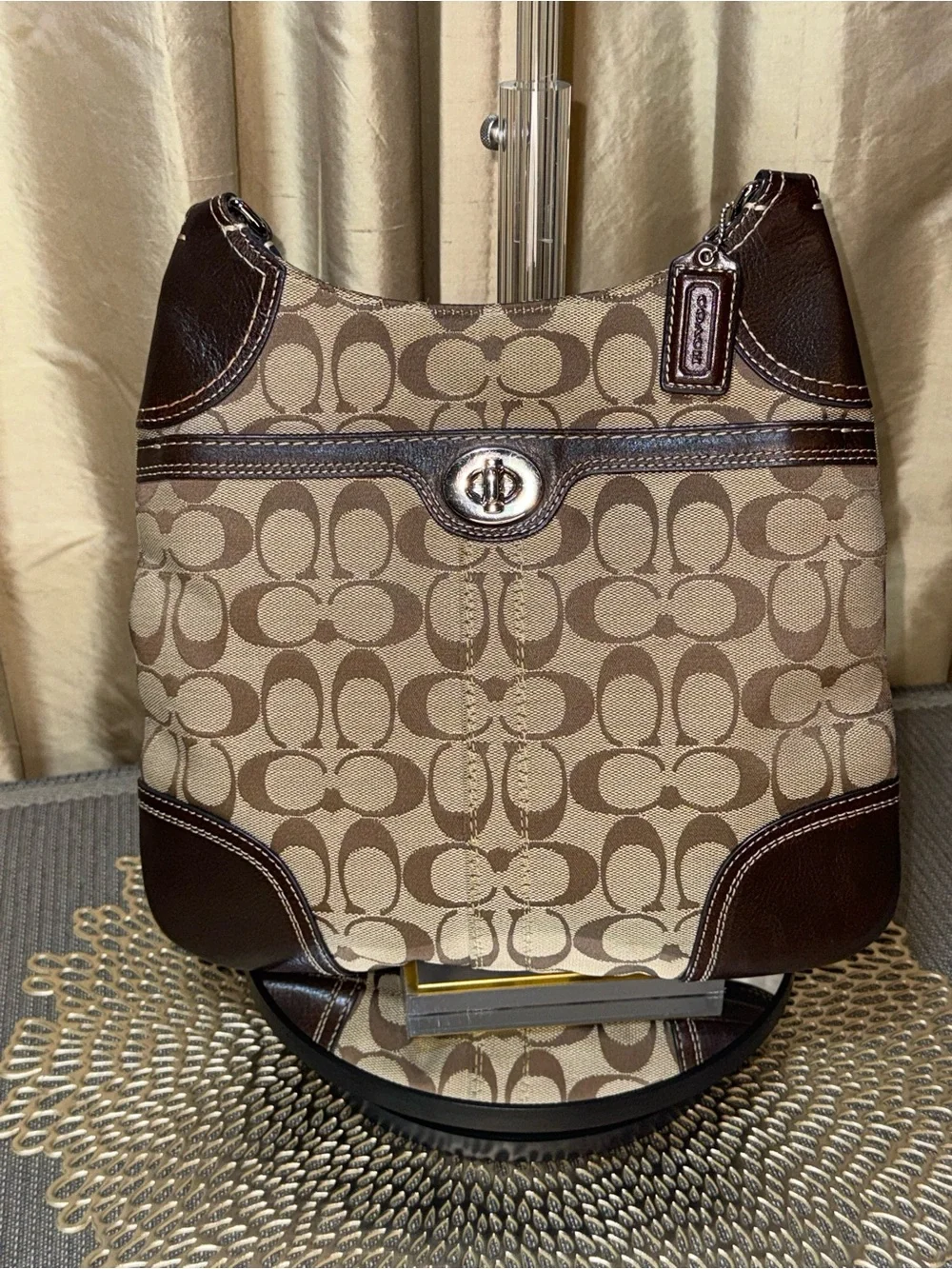 Coach Penelope Signature Jacquard Hippie Crossbody F13979